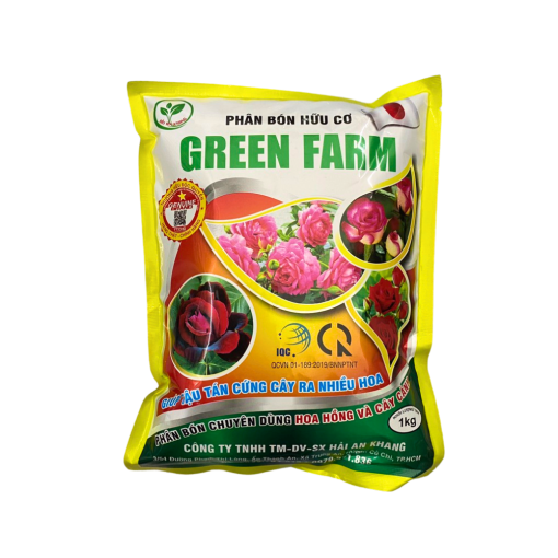 Phân bón hữu cơ hoa hồng và cây kiểng giúp cải tạo đất tăng đậu hoa - Green Farm - Gói 1kg