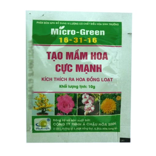 Phân NPK Micro Green 16-31-16 - Tạo mầm hoa cực mạnh, kích thích ra hoa đồng loạt (Gói 10g)