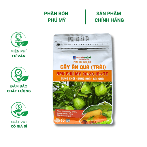 Phân NPK Phú Mỹ 20-20-15+TE Cây ăn quả (500gr) -  Kích thích nảy chồi, bung chồi, bung nhiều hoa và đậu nhiều quả
