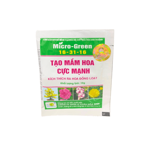 Phân NPK Micro Green 16-31-16 - Tạo mầm hoa cực mạnh, kích thích ra hoa đồng loạt (Gói 10g)