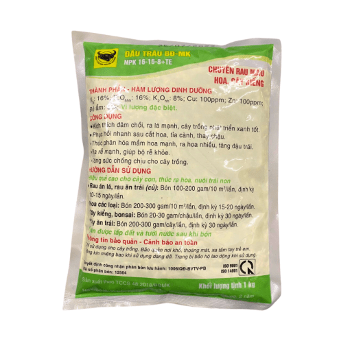 Phân bón đầu trâu NPK 16-16-8+TE (1kg) - Tăng trưởng mạnh, ra hoa và đậu trái cho cây trồng