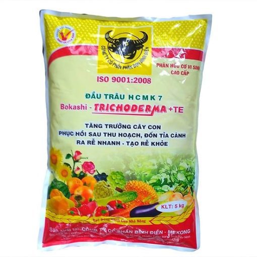 Phân đầu trâu HCMK7 hữu cơ trichoderma + TE (5kg) - Tăng trưởng cây con, phục hồi sau thu hoạch, ra rễ khoẻ