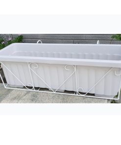 Chậu trồng rau, hoa lan can và Giá đỡ 63 (màu trắng) – Combo trồng trên lan can, tiết kiệm không gian, dễ sử dụng