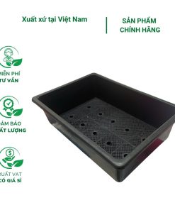 Chậu trồng rau chữ nhật 64x44x21cm (màu đen) - Thích hợp trồng rau sạch tại nhà, có lưới thoát nước