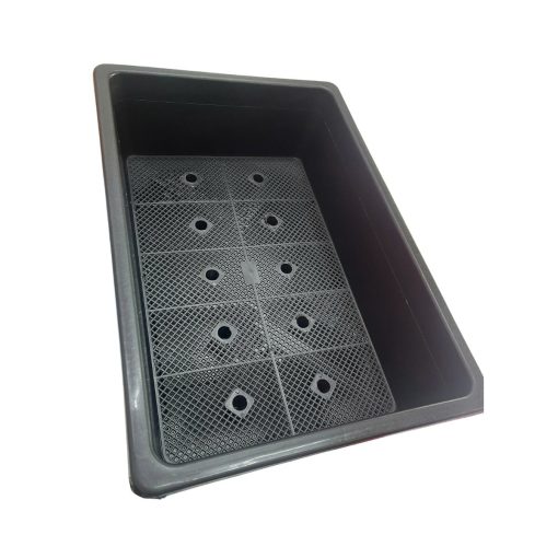 Chậu trồng rau chữ nhật 64x44x21cm (màu đen) - Thích hợp trồng rau sạch tại nhà, có lưới thoát nước