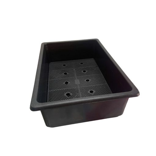 Chậu trồng rau chữ nhật 64x44x21cm (màu đen) - Thích hợp trồng rau sạch tại nhà, có lưới thoát nước