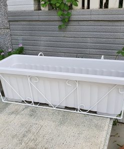 Combo Chậu trồng rau, hoa lan can màu trắng + Giá đỡ màu trắng - Tại CH Hà Nội