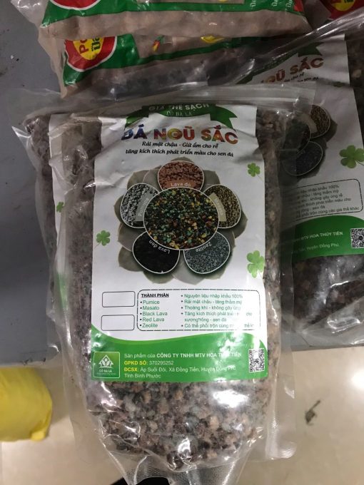 Giá thể 5 loại đá khoáng tự nhiên ngũ sắc trồng hoa kiểng, sen đá - 1kg