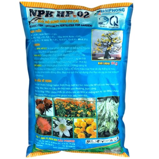 Phân hữu cơ đạm cá NPK HP 02 - Kích rễ phát triển, chống vàng lá - Gói 1kg