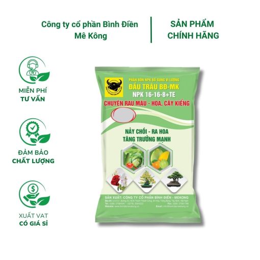 Phân bón đầu trâu NPK 16-16-8+TE (1kg) - Tăng trưởng mạnh, ra hoa và đậu trái cho cây trồng