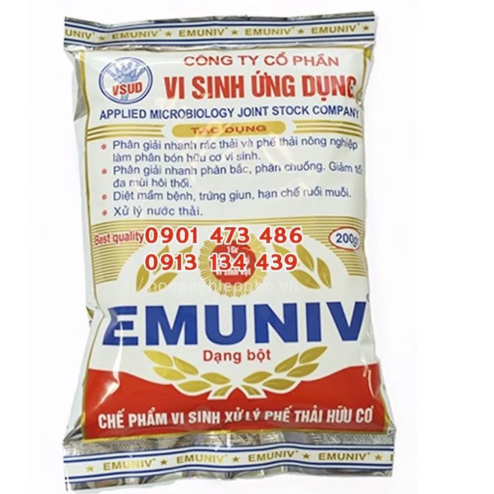 Chế phẩm EMUNIV (200g) – Ủ phân và rác hữu cơ hiệu quả, nhanh hoai mục