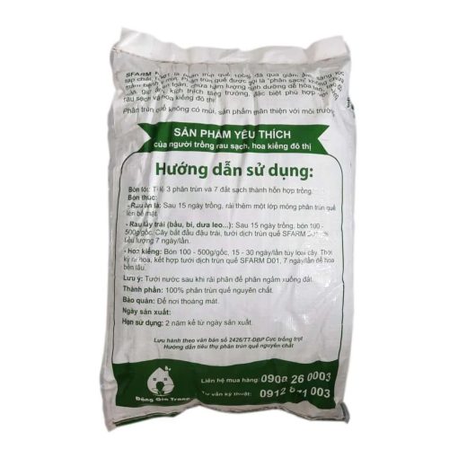 Phân trùn quế cao cấp Sfarm đã qua xử lý- Chuyên bón cho rau sạch, kiểng lá và hoa hồng