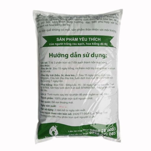 Phân trùn quế cao cấp Sfarm đã qua xử lý- Chuyên bón cho rau sạch, kiểng lá và hoa hồng
