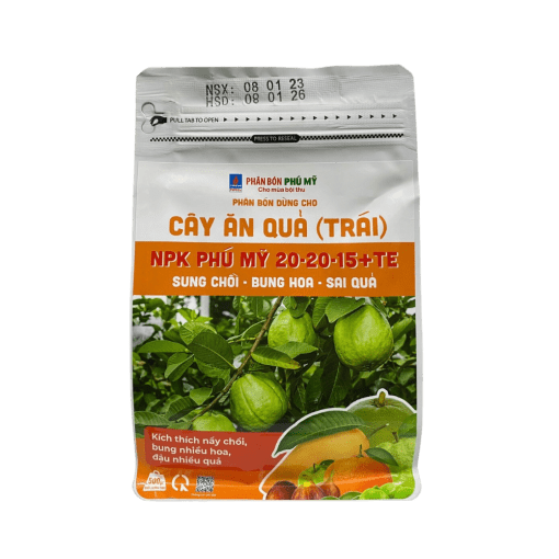 Phân NPK Phú Mỹ 20-20-15+TE Cây ăn quả (500gr) -  Kích thích nảy chồi, bung chồi, bung nhiều hoa và đậu nhiều quả