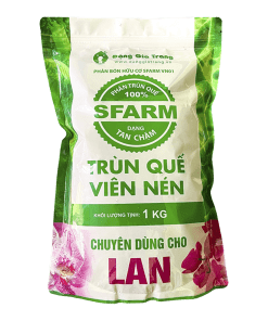 Phân trùn quế viên nén SFARM cho lan – Tan chậm, bền dinh dưỡng, hạn chế nấm bệnh