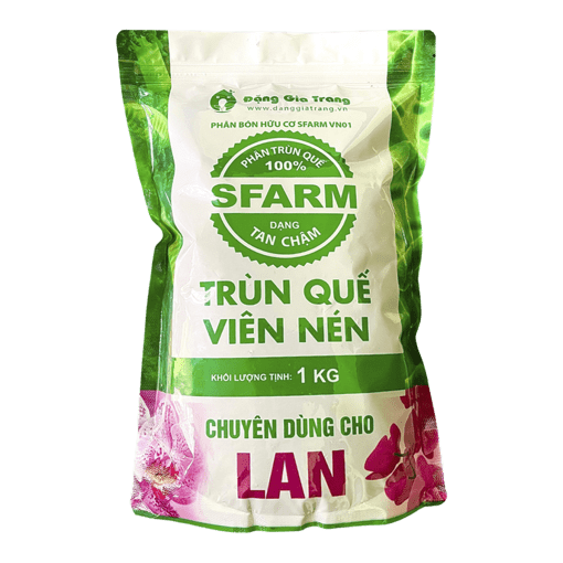 Phân trùn quế viên nén SFARM cho lan – Tan chậm, bền dinh dưỡng, hạn chế nấm bệnh