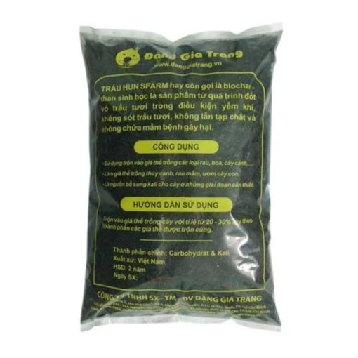 Giá thể trấu hun SFARM – Trấu hun sạch mầm bệnh, giữ ẩm, làm giá thể trồng rau mầm, hoa, ươm cây con