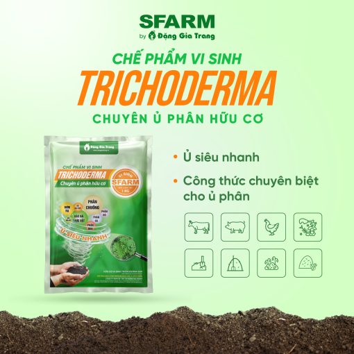 Chế phẩm Trichoderma SFARM (1kg) – Chuyên ủ phân hữu cơ, giảm mùi, diệt khuẩn